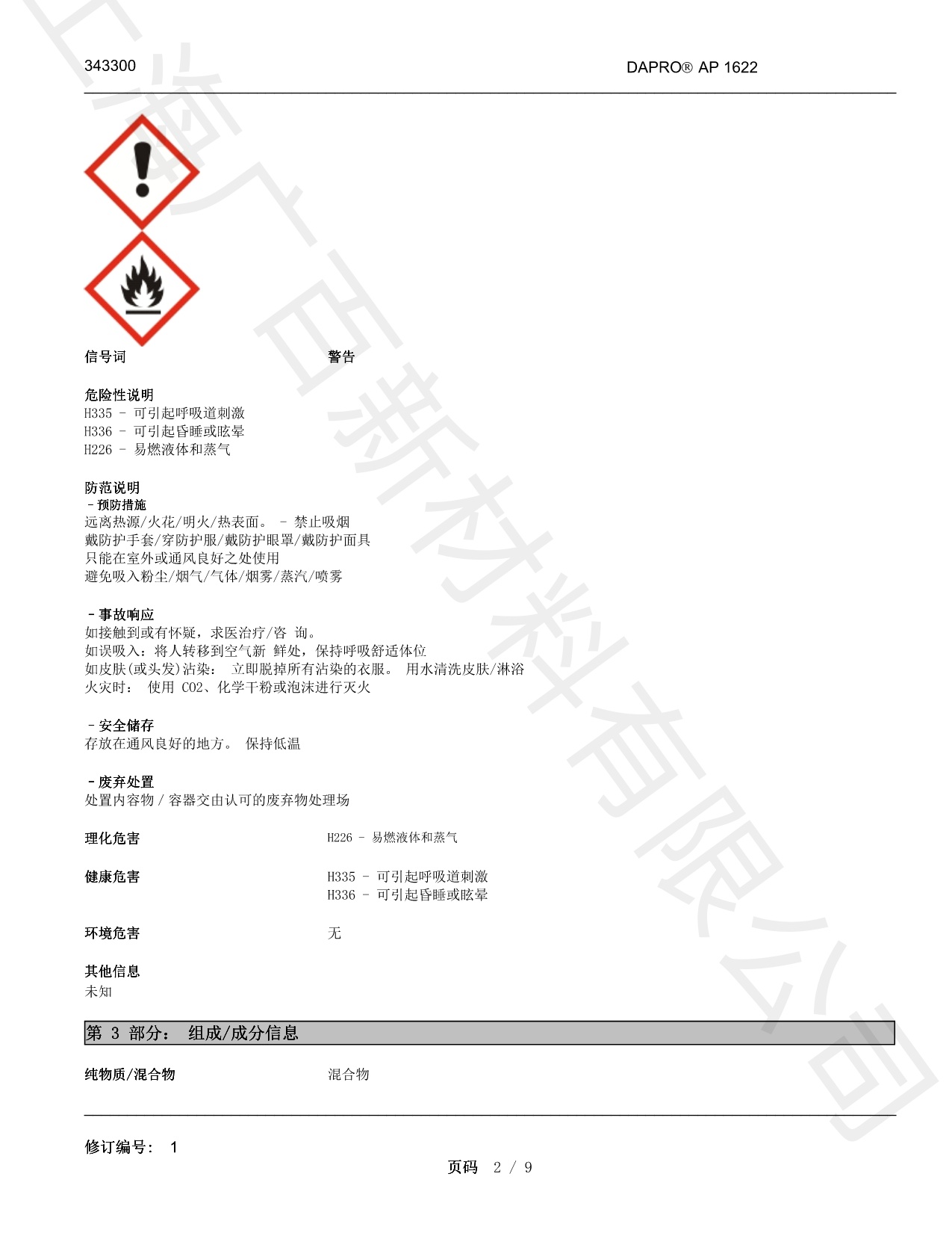 德謙DAPRO AP1622消泡劑MSDS