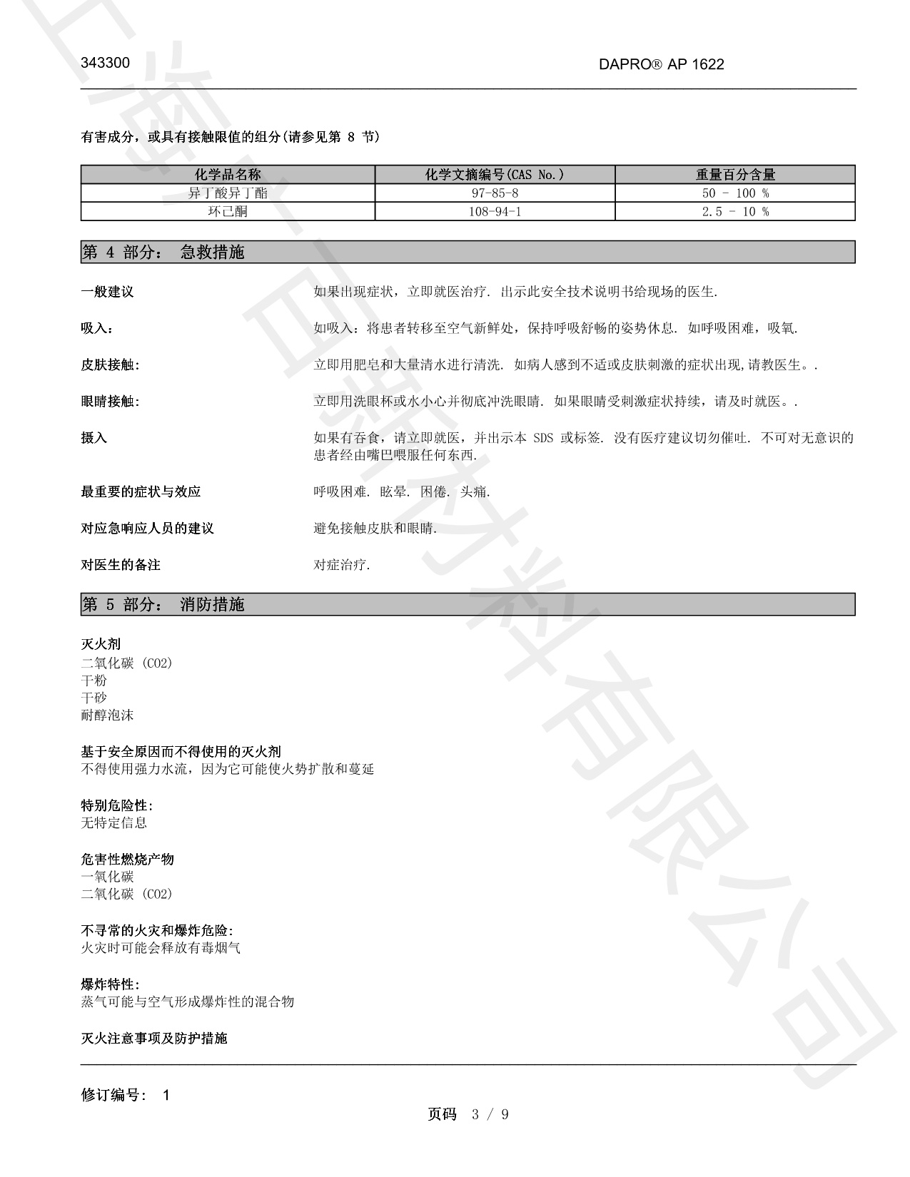 德謙DAPRO AP1622消泡劑MSDS